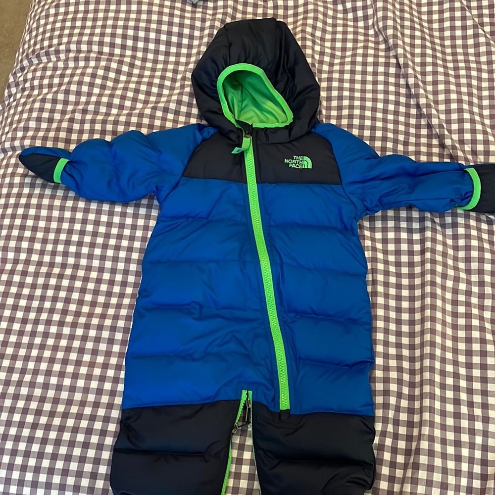 North Face Blue Puffer Baby Bunting Snowsuit 3-6 Months